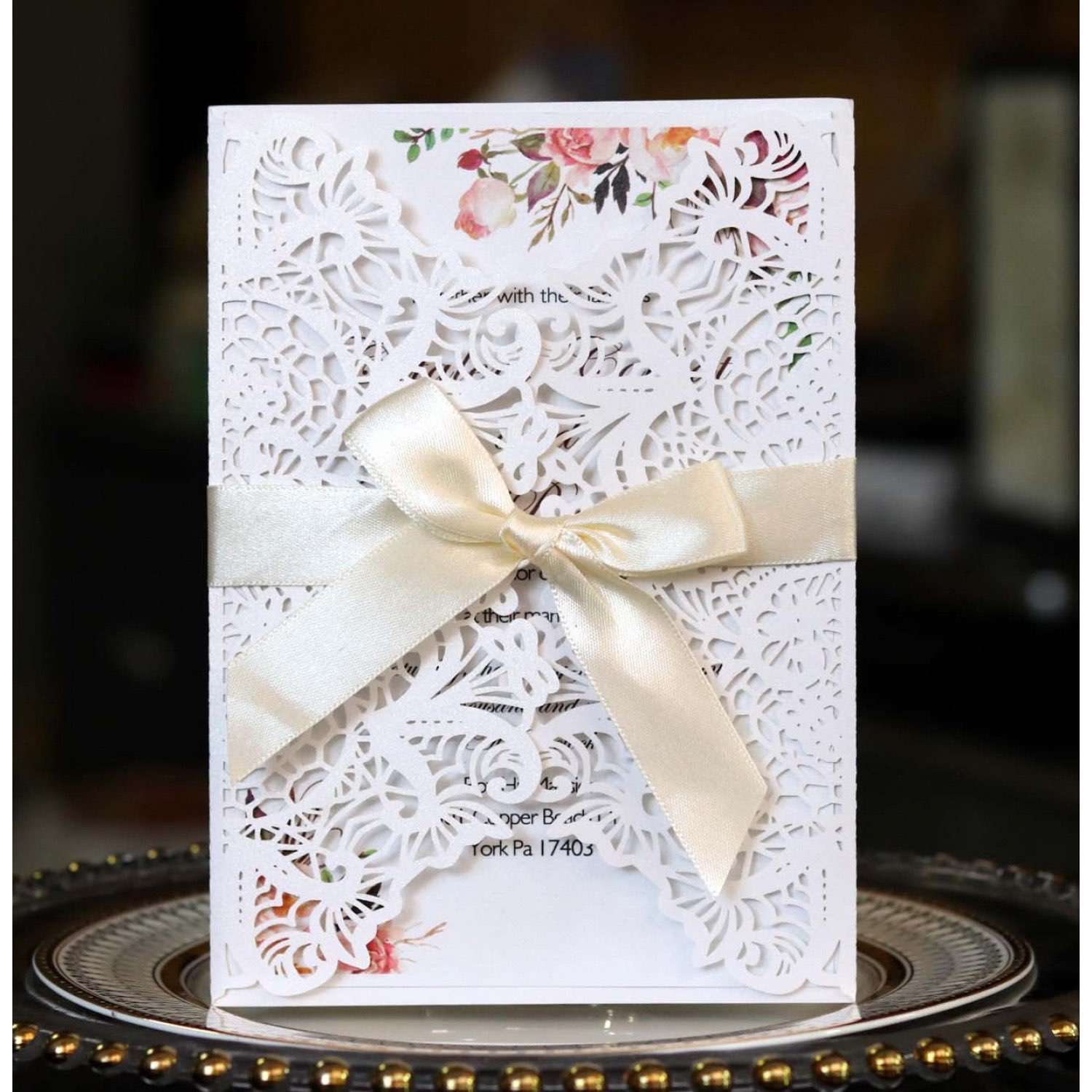 Purple Invitation Card Wedding Decoration Laser Cut Paper Wholesale